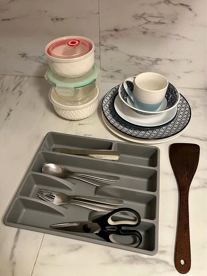 Assorted Kitchen Stuff Bundle - Plates, Bowls, Cutlery/Utensils