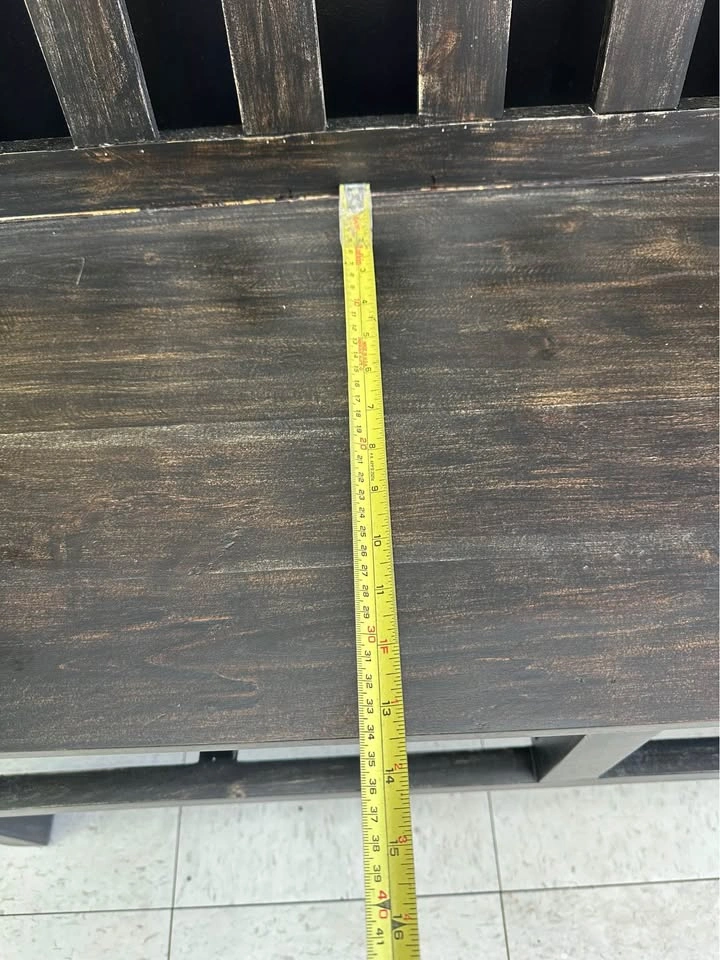 Distressed Black Wooden Bench Entryway Rustic - photo 3