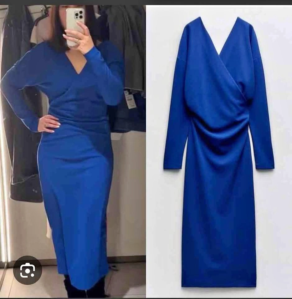 Brand New Zara Wrap Neck Draped Dress - Medium