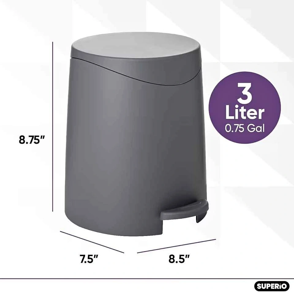 Compact plastic garbage bin - grey