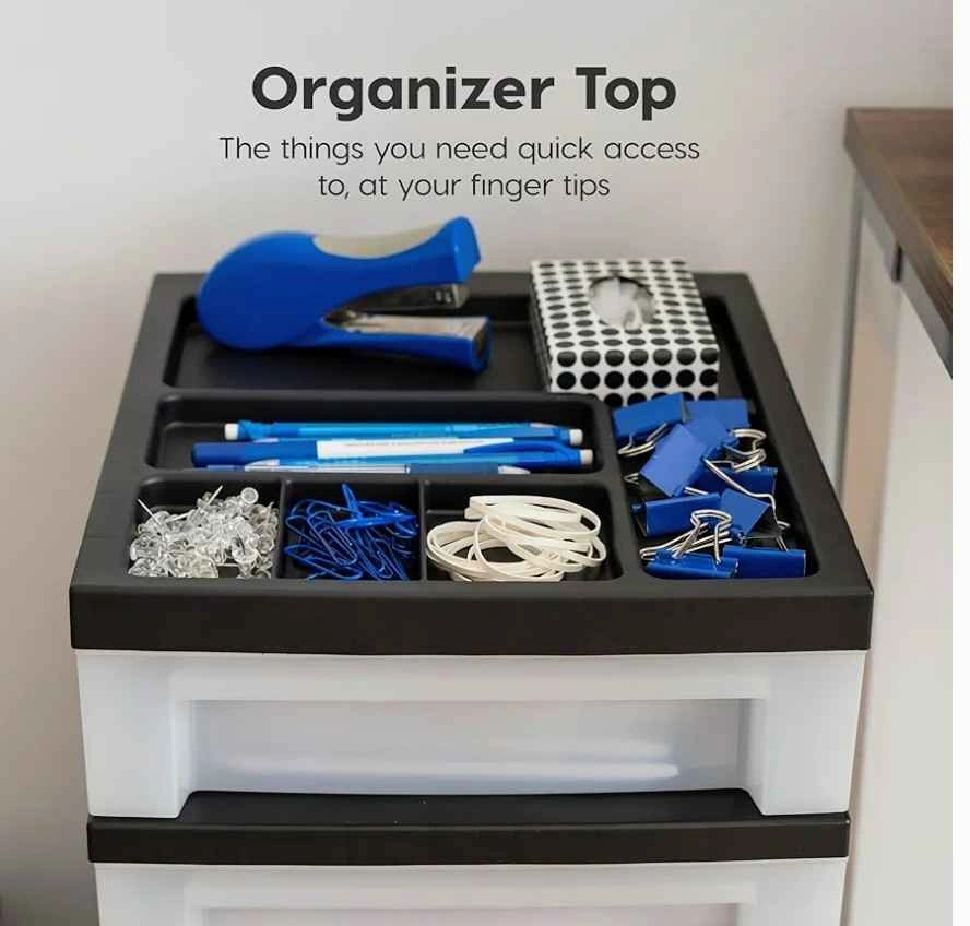 4-Drawer Plastic Storage Cart with Organizer Top - photo 5
