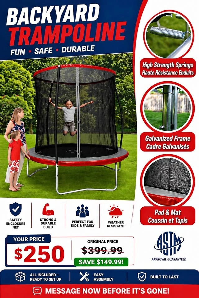 Trainor Sports 8 FT Trampoline with Enclosure Combo
