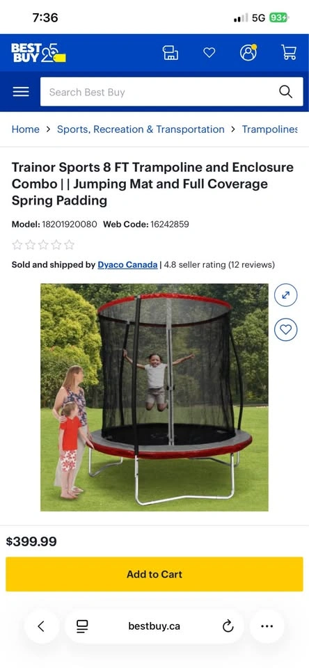Trainor Sports 8 FT Trampoline with Enclosure Combo - photo 3