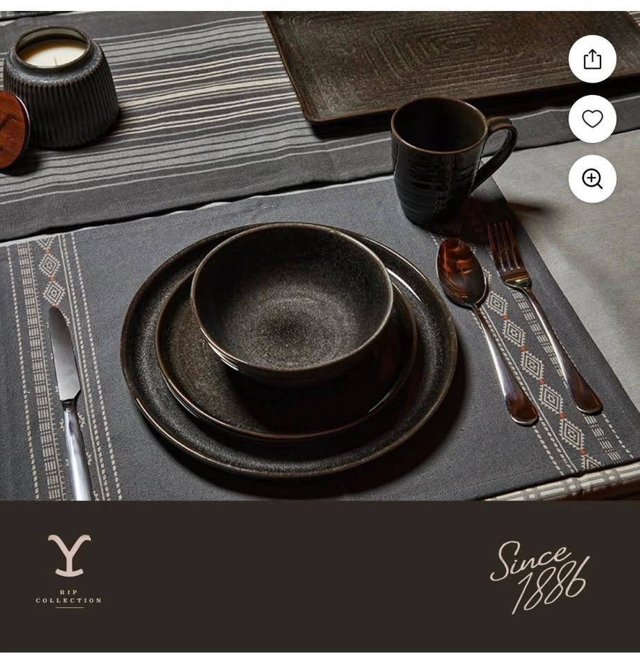 Yellowstone Rip 12-Piece Ceramic Dinnerware Set - photo 3