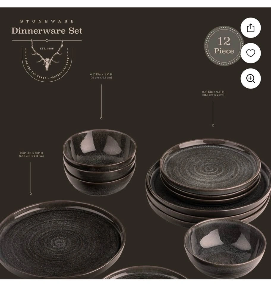 Yellowstone Rip 12-Piece Ceramic Dinnerware Set - photo 5
