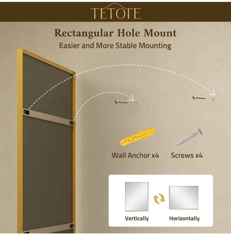 Gold Mirror 40 x 30 Beveled Rectangle Metal Vanity Mirror - photo 3