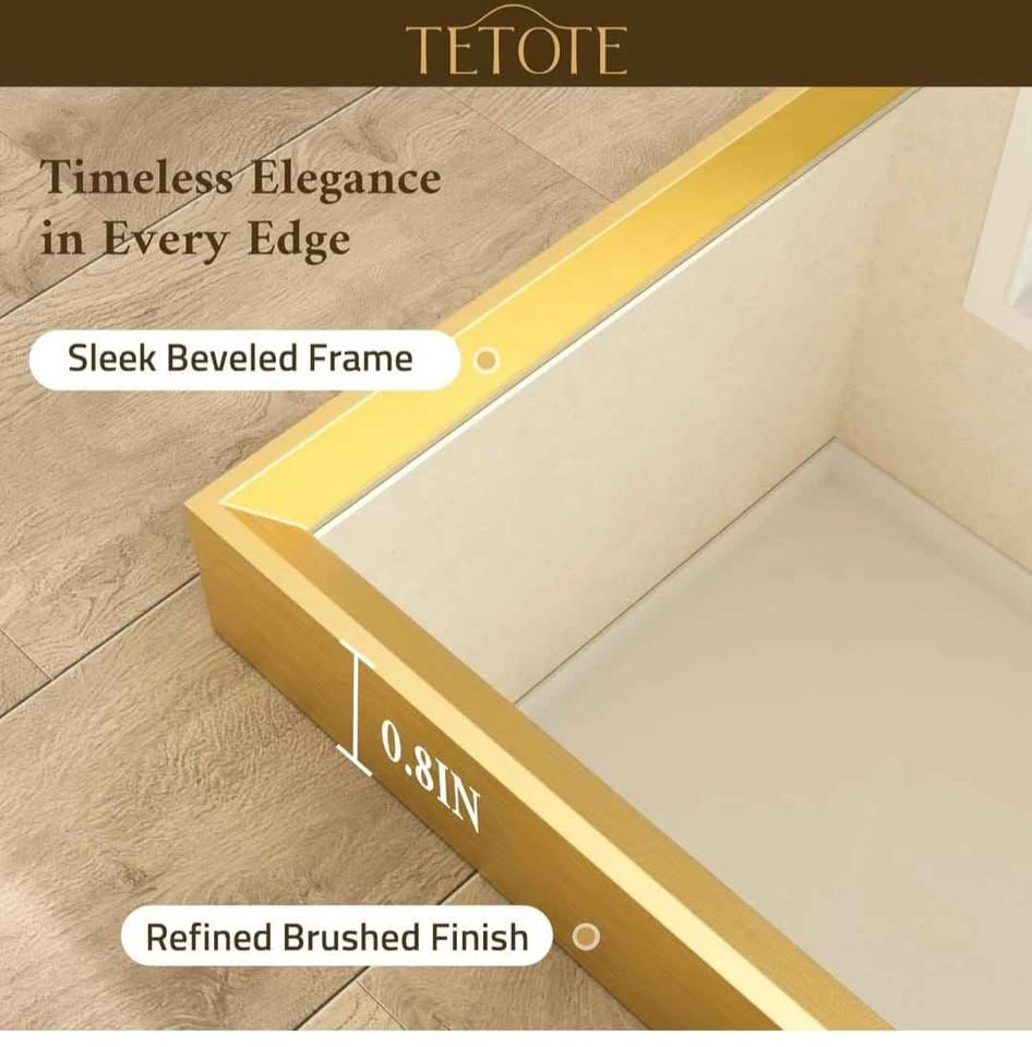 Gold Mirror 40 x 30 Beveled Rectangle Metal Vanity Mirror - photo 4