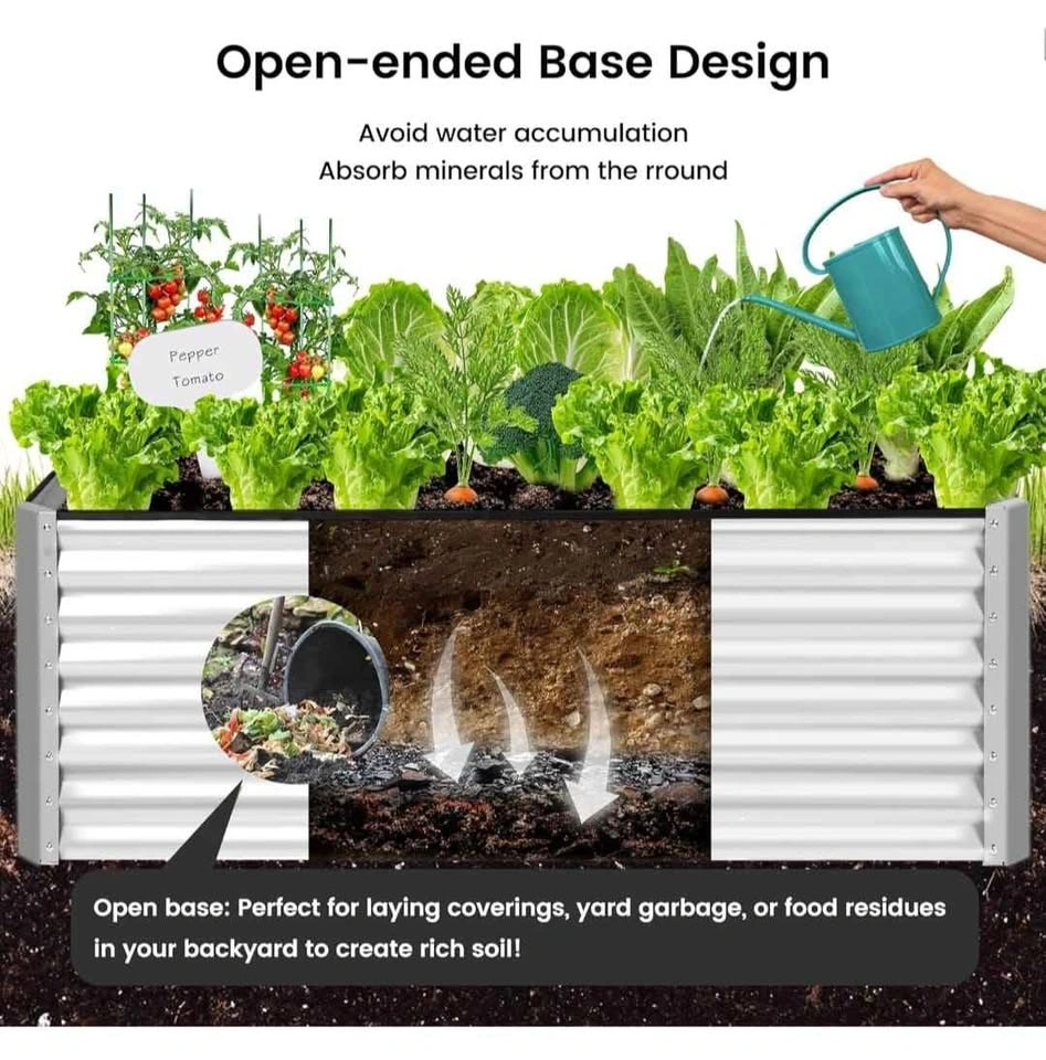 Brand New 8x4x2 FT Galvanized Raised Garden Bed - Silver - photo 2