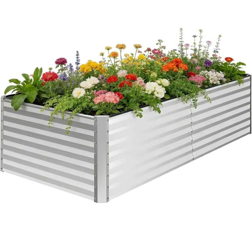 Brand New 8x4x2 FT Galvanized Raised Garden Bed - Silver - photo 4