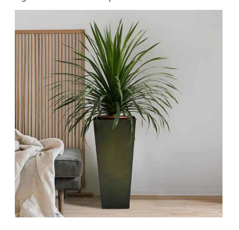 Set of 2 Large 28” Metal Glazed Planters - Glossy Green - photo 2