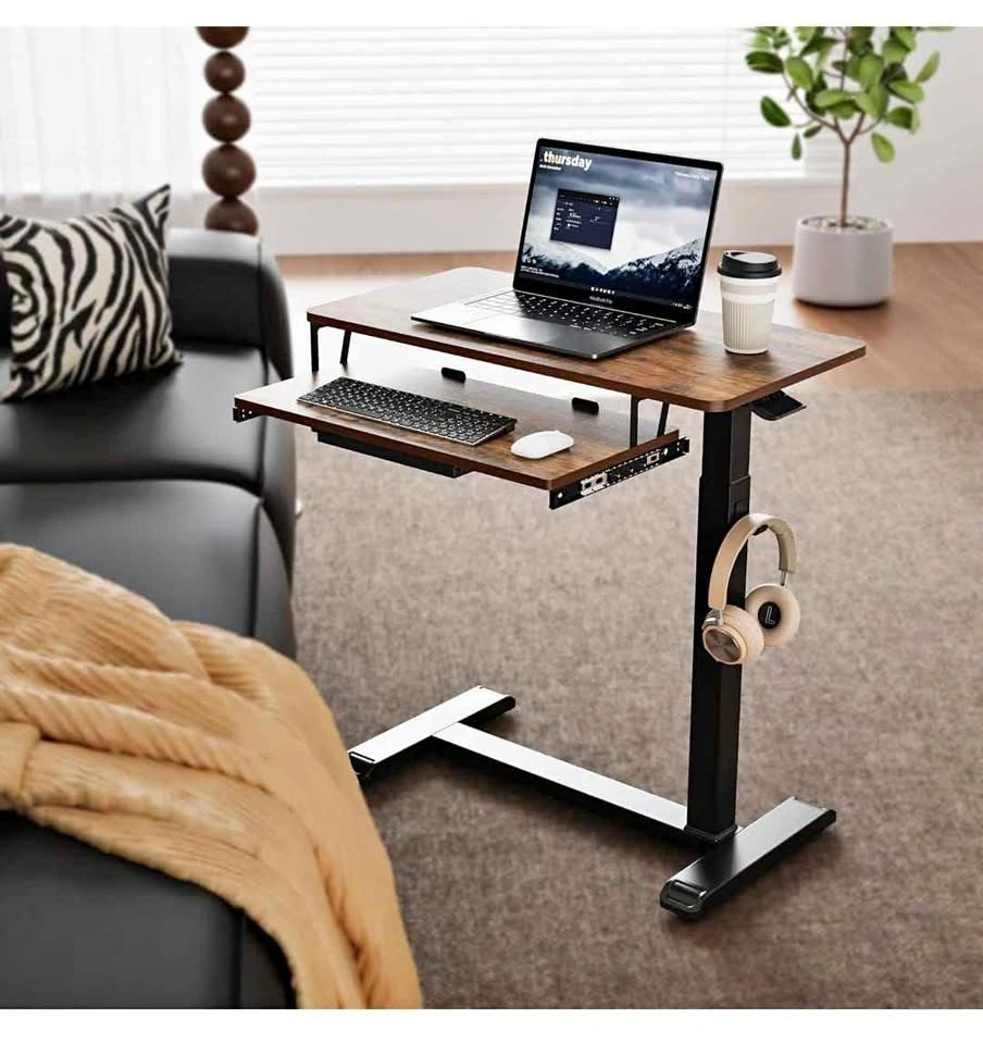 Adjustable Overbed Table with Wheels - Walnut