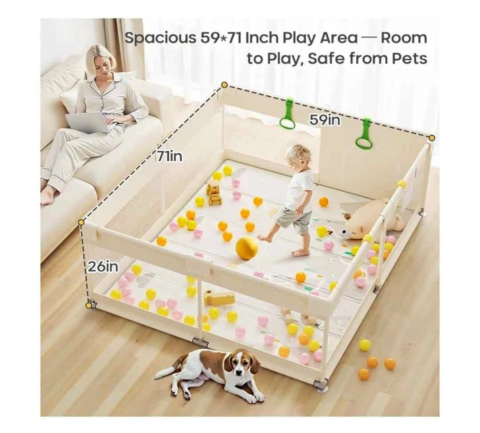 Baby Playpen with Mat - Extra Large 71x59in