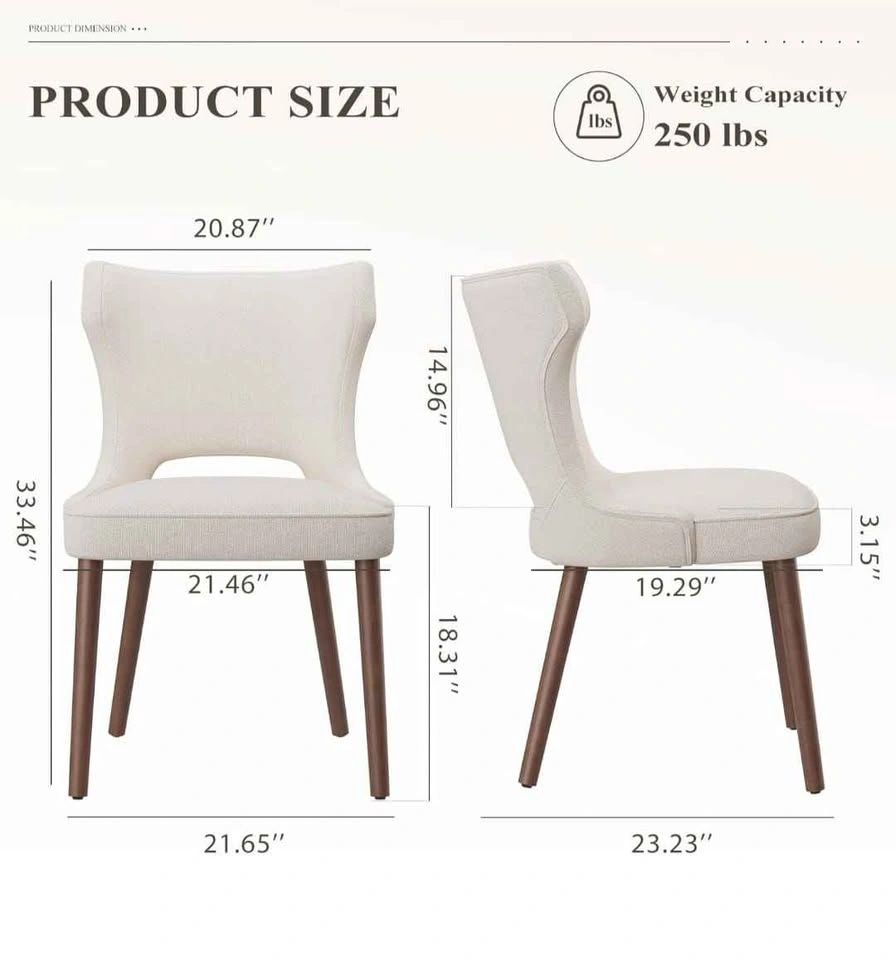 Brand New Upholstered Dining Chairs (Set of 2) - Beige Fabric - photo 2