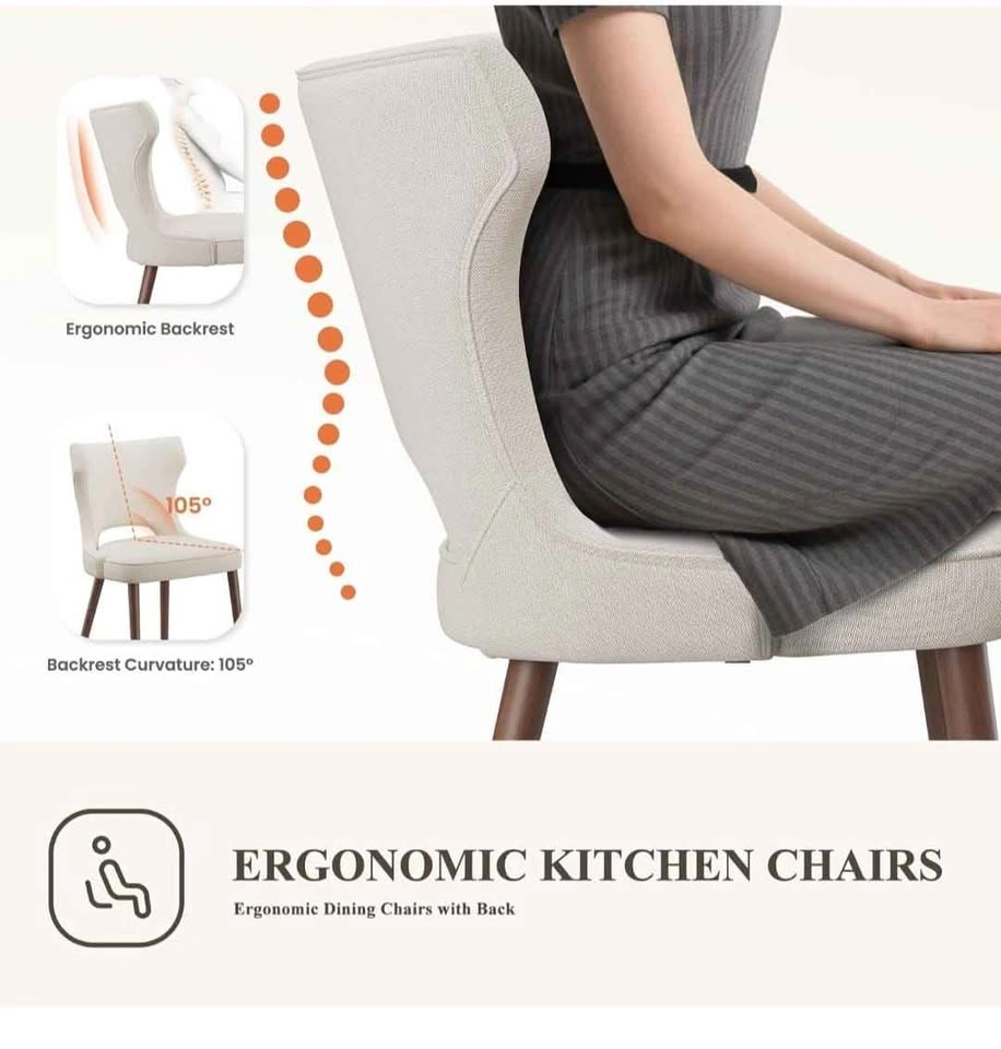 Brand New Upholstered Dining Chairs (Set of 2) - Beige Fabric - photo 3