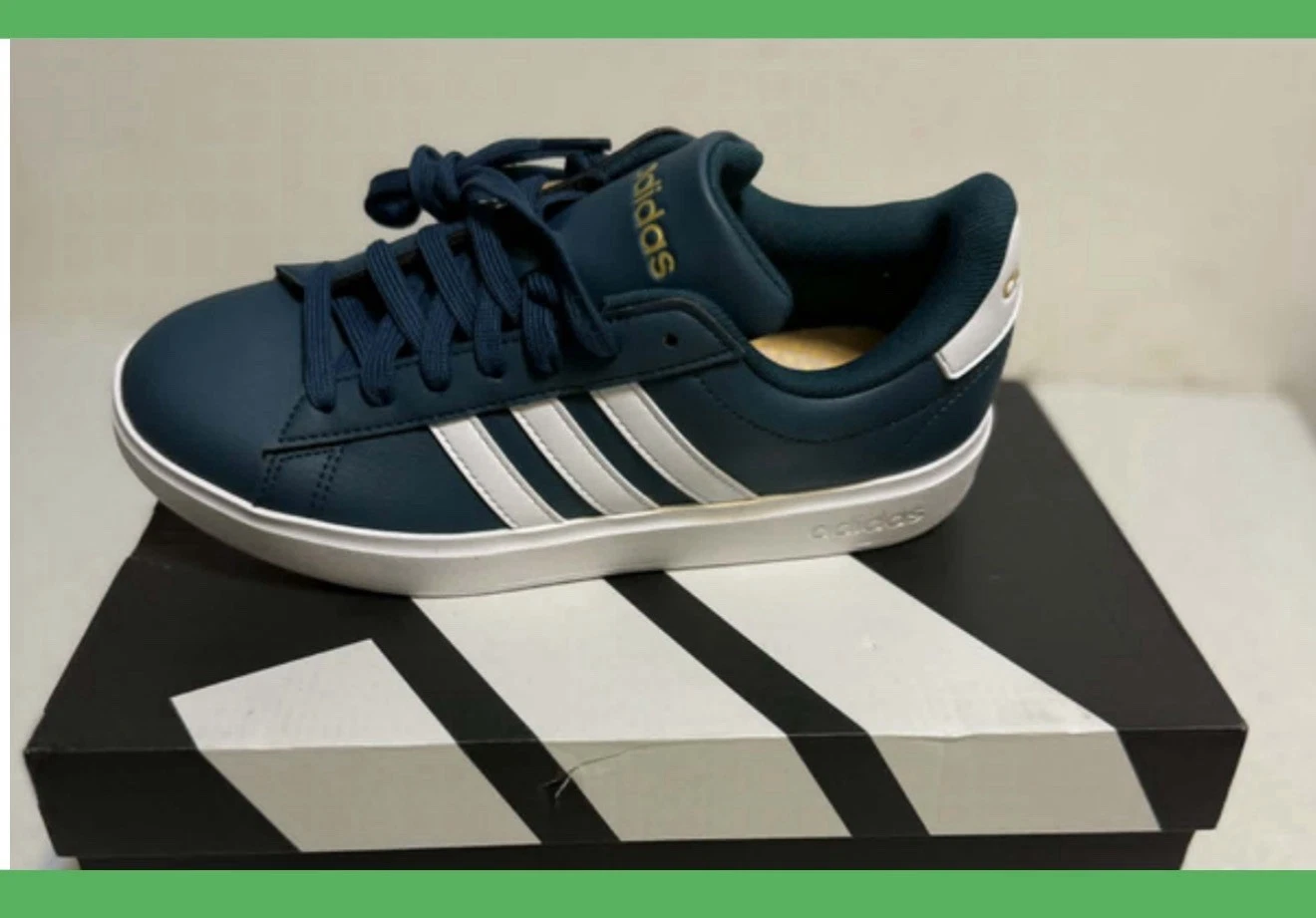 Adidas Unisex Low Top Athletic Sneaker Dark Blue/White Lace-Up N