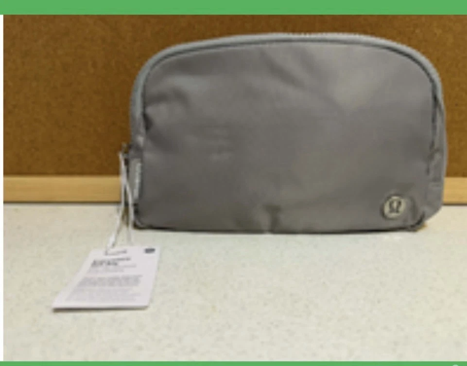 Lululemon Gray Nylon Zipper Pouch Bag with Logo and Tag