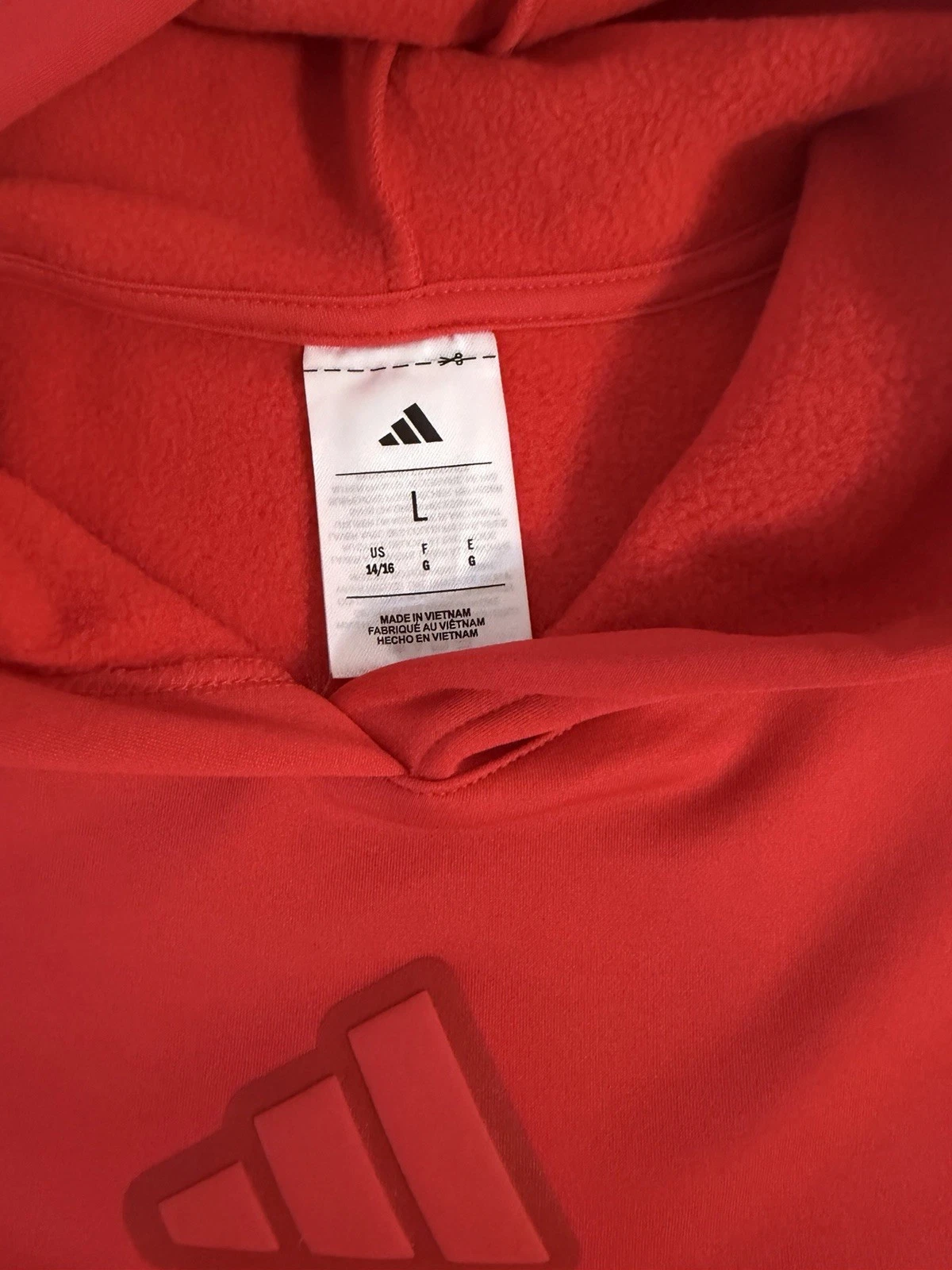 adidas youth Red Fleece Pullover Hoodie Logo Kangaroo Pocket Siz - photo 2