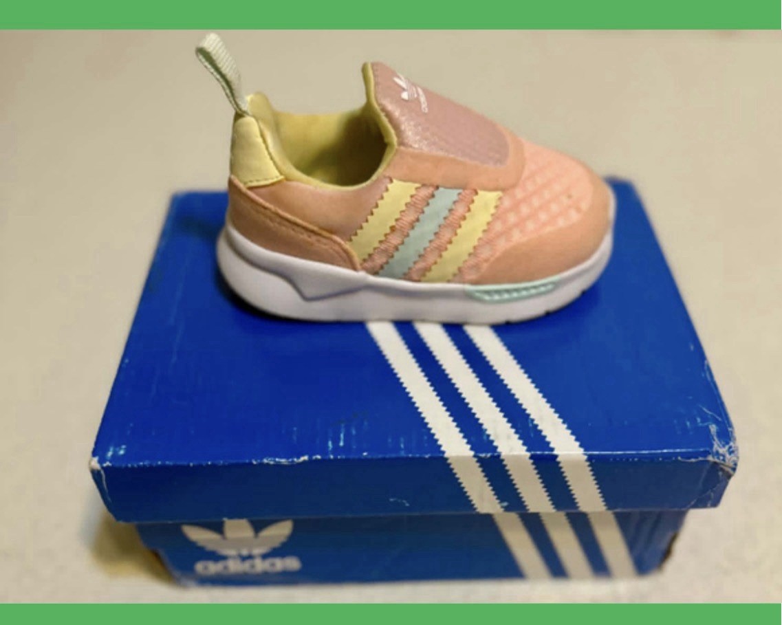 Adidas Originals Pink Striped Slip-On Baby Sneaker 4c