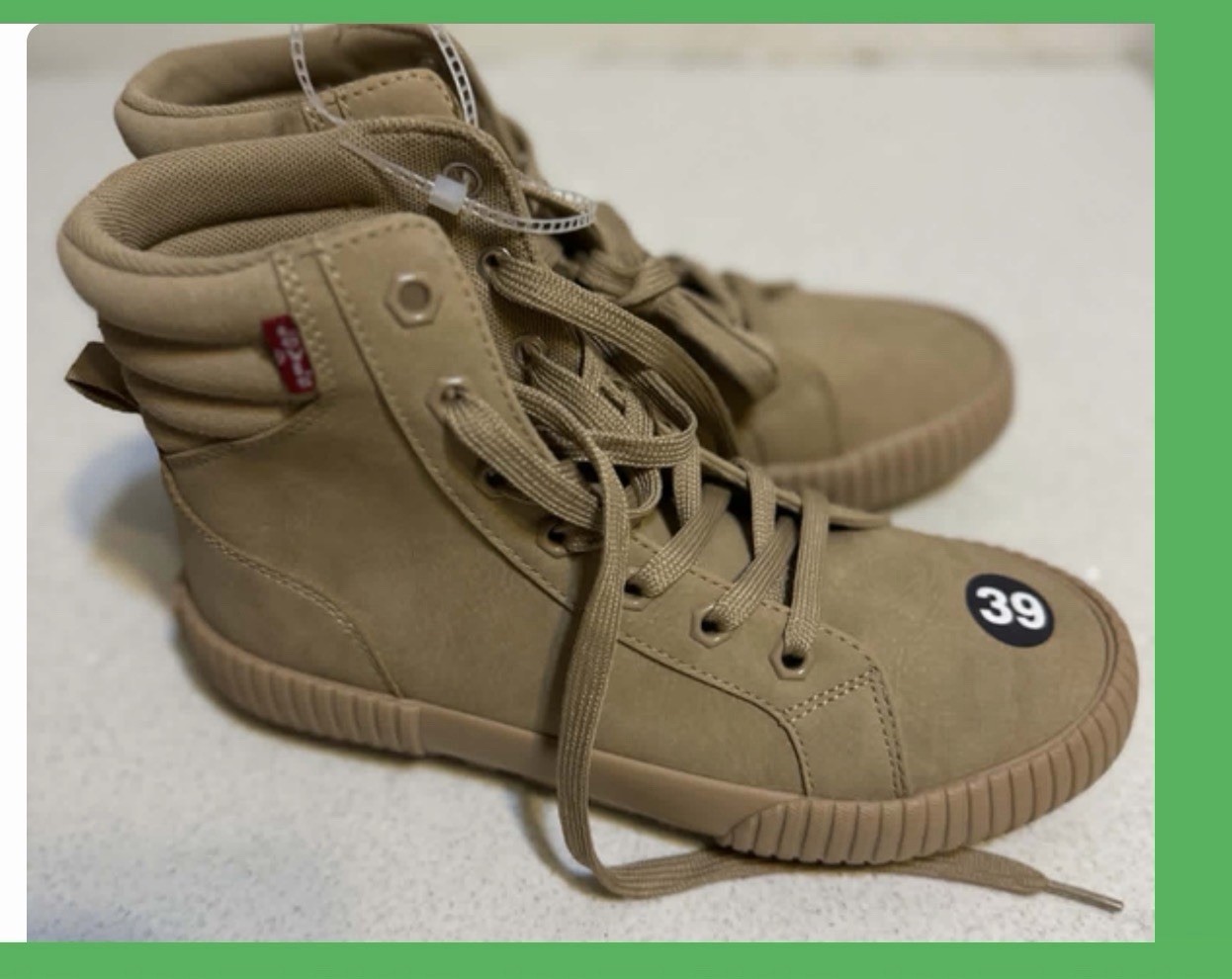 Levi's Women's Combat Boot Beige Synthetic Ankle Lace Up Size 8