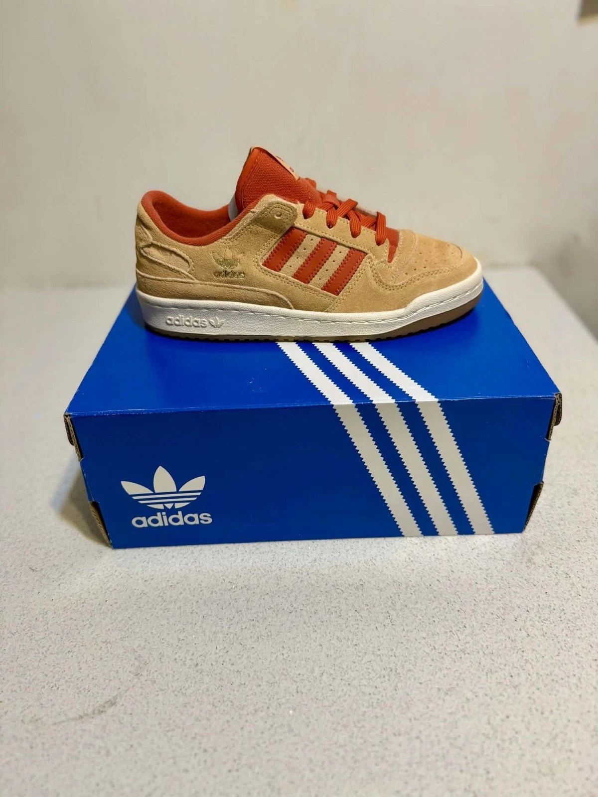 Adidas Men's Low Top Suede Sneakers - Beige/Red - New w/ Box