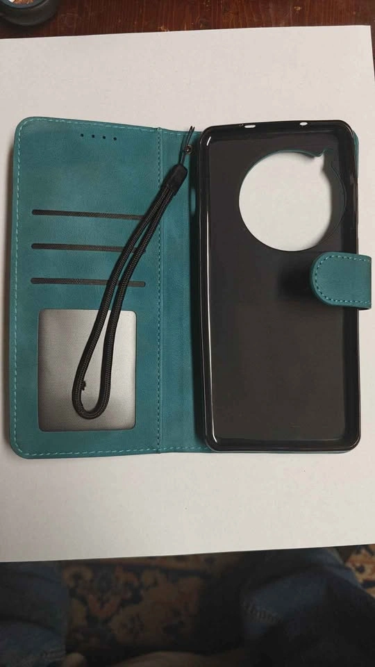 OnePlus 12 Teal Geometric Phone Wallet Case with Wrist Strap - photo 2