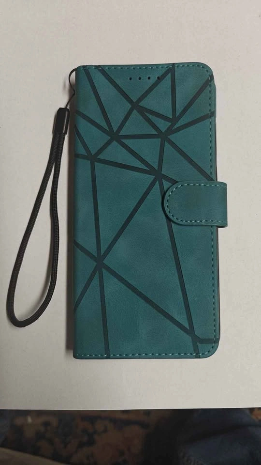 OnePlus 12 Teal Geometric Phone Wallet Case with Wrist Strap - photo 3