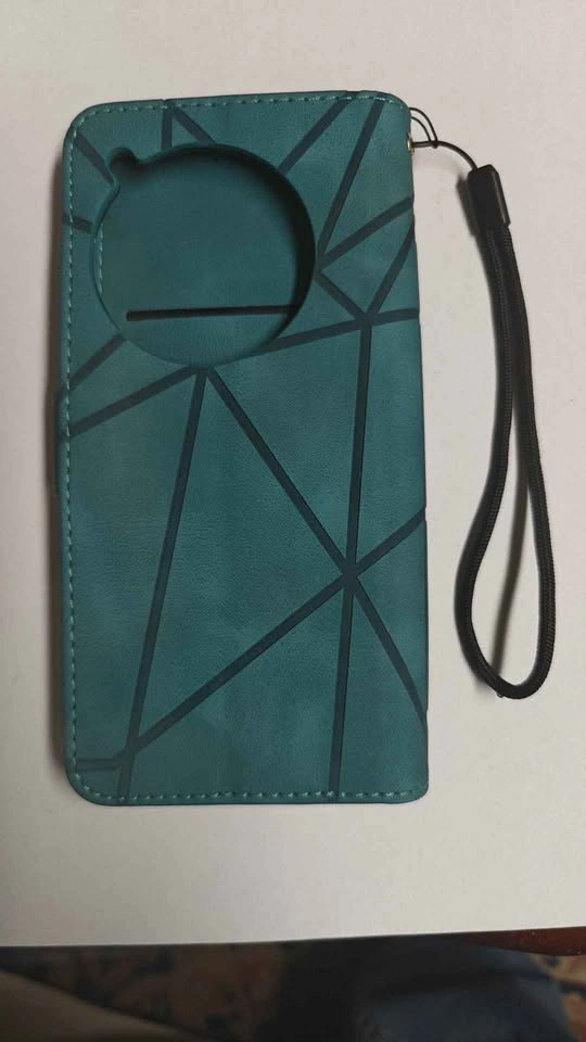 OnePlus 12 Teal Geometric Phone Wallet Case with Wrist Strap - photo 4