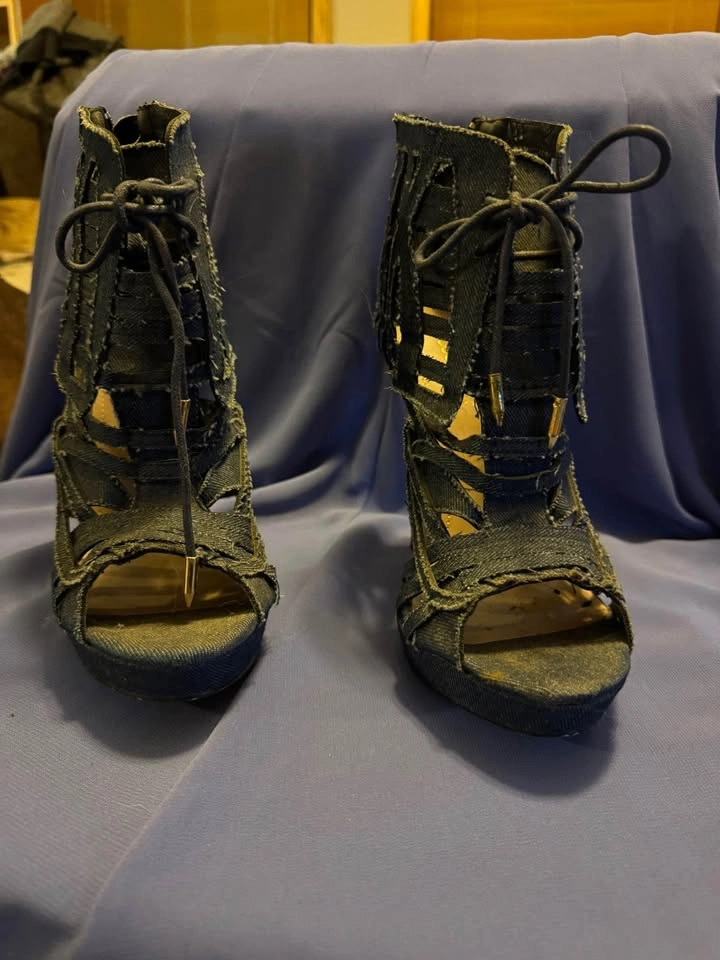 Neat Denim colored high heeled boots