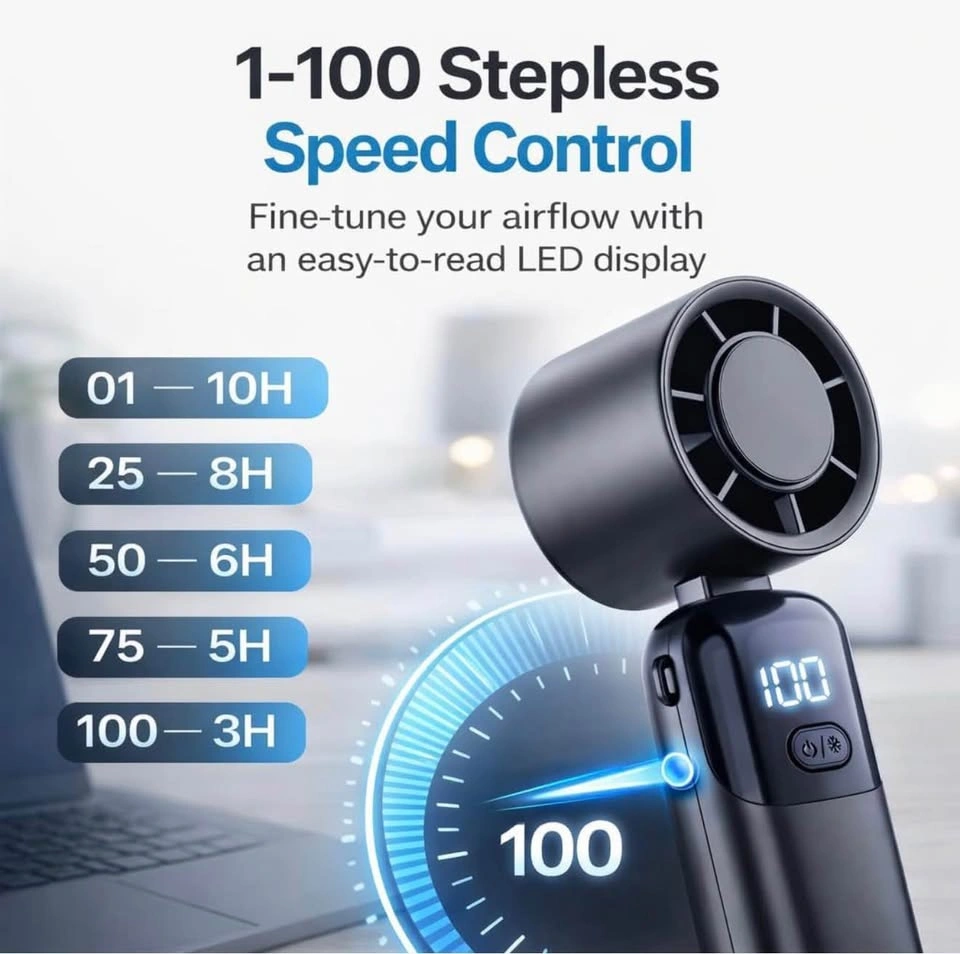 3600mAh Rechargeable Handheld Fan - photo 3