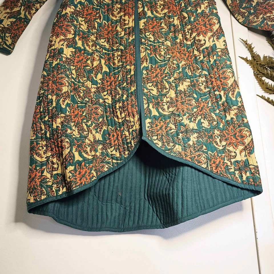 Indian Quilted Womens Kantha Jacket Floral Boho Duster Coat - photo 3