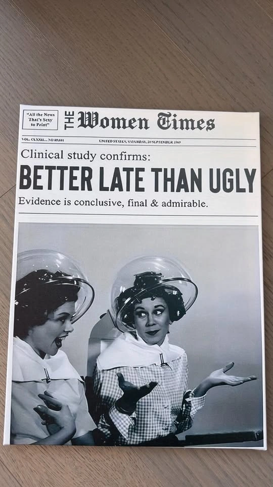 Better Late Than Ugly Newspaper Canvas Art 12x16" - photo 2