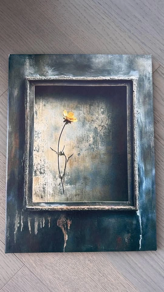 Vintage Abstract Floral Canvas Wall Art 12x16" Rustic Flower Pai - photo 2