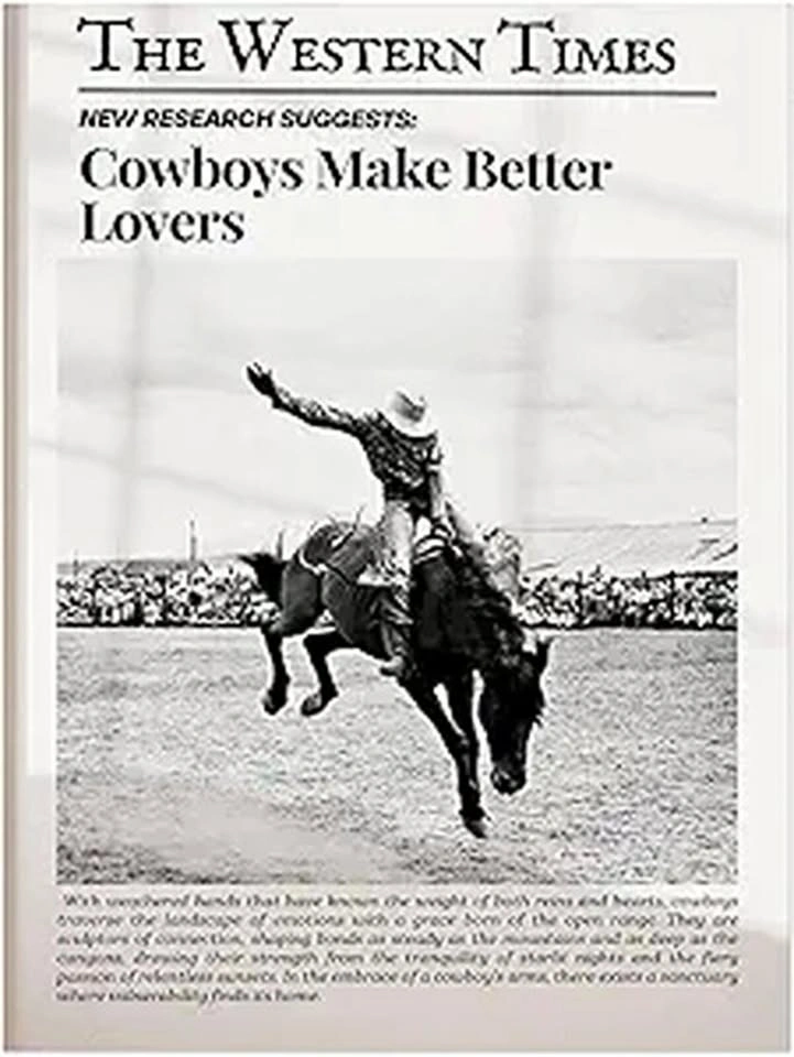 Vintage Cowboy Newspaper Canvas Art 12x16" - "Cowboys Make Bette