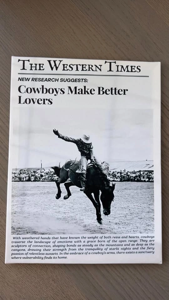 Vintage Cowboy Newspaper Canvas Art 12x16" - "Cowboys Make Bette - photo 2