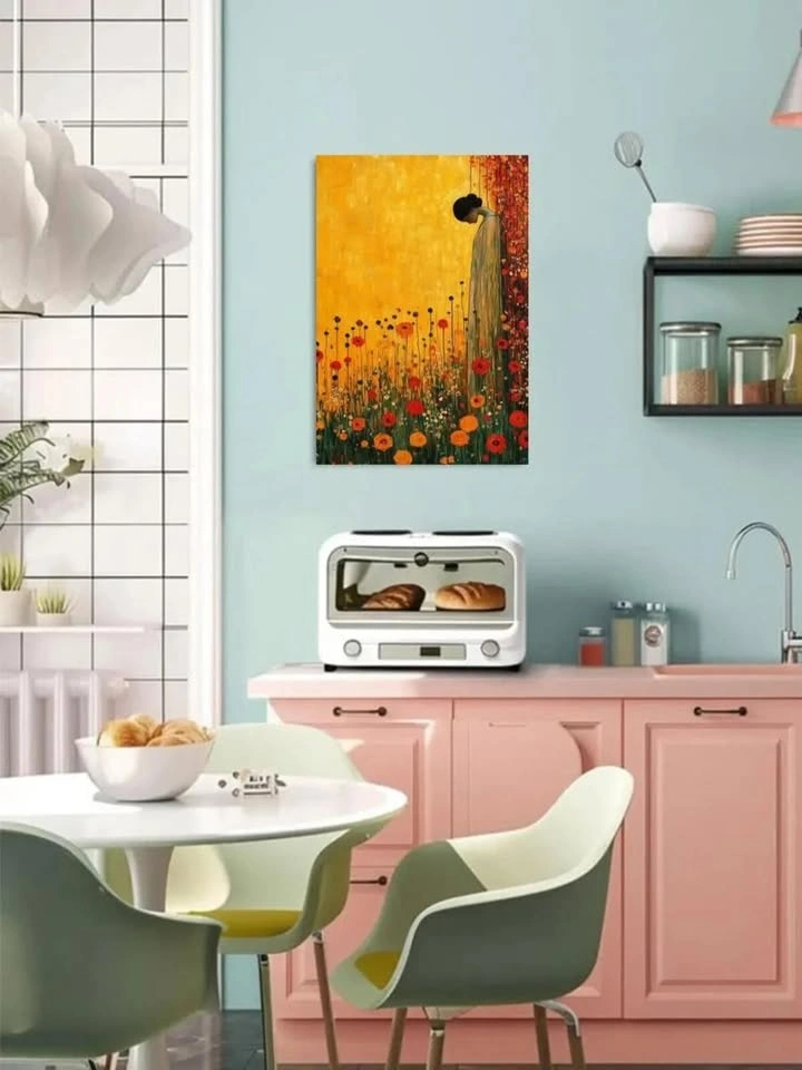 Woman in Poppy Field Canvas Wall Art 12x16" Klimt Style - photo 3