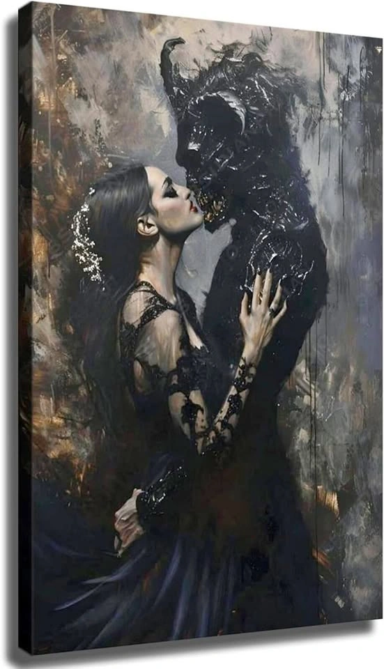 Gothic Romance Demon Woman Canvas Wall Art 12x16" Dark Academia