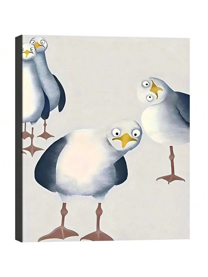 Watercolor Seagull Canvas Wall Art for Kids 12x16"