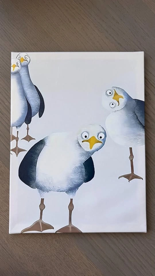Watercolor Seagull Canvas Wall Art for Kids 12x16" - photo 2