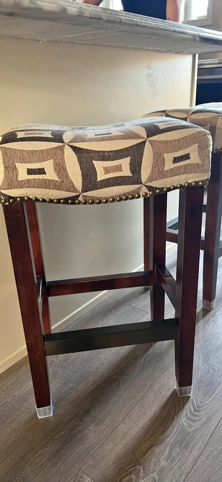 Set of 3 Solid Wood Counter Height Bar Stools