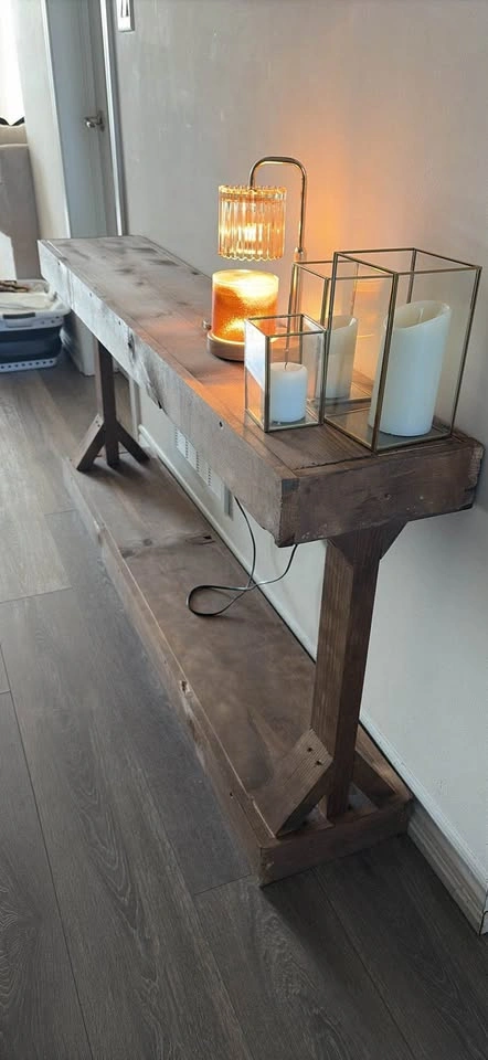 Solid wood rustic console table - photo 3