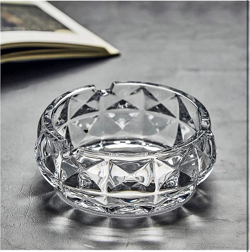 Transparent Crystal Ashtray - 4.6 Inch Large Capacity