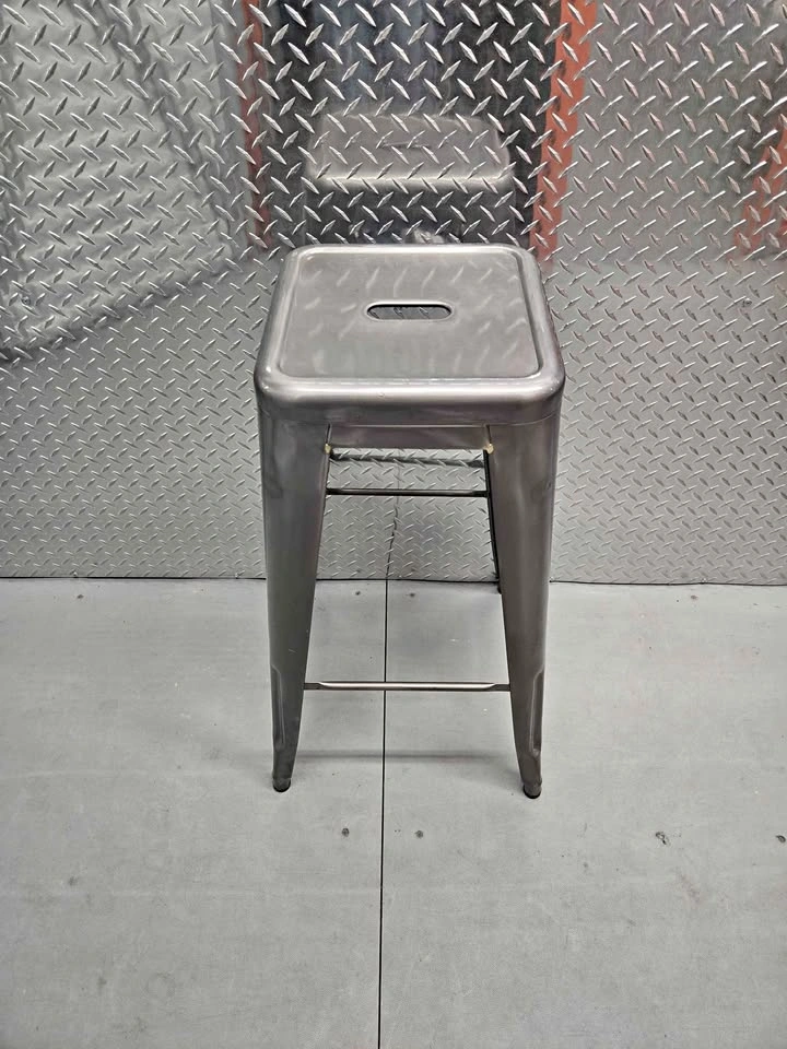 Gray Metal Industrial Stool