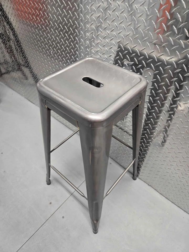 Gray Metal Industrial Stool - photo 2