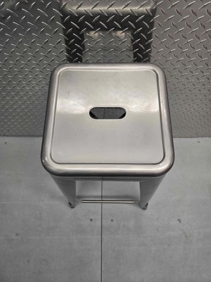 Gray Metal Industrial Stool - photo 3