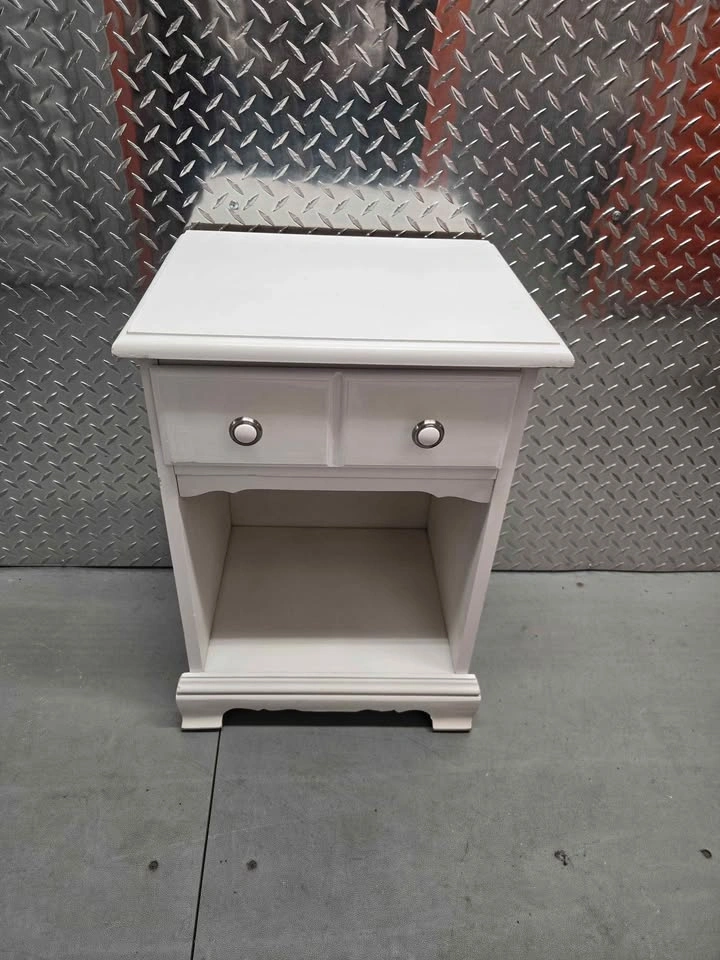 White Nightstand w 2 Drawers & Open Shelf - photo 2