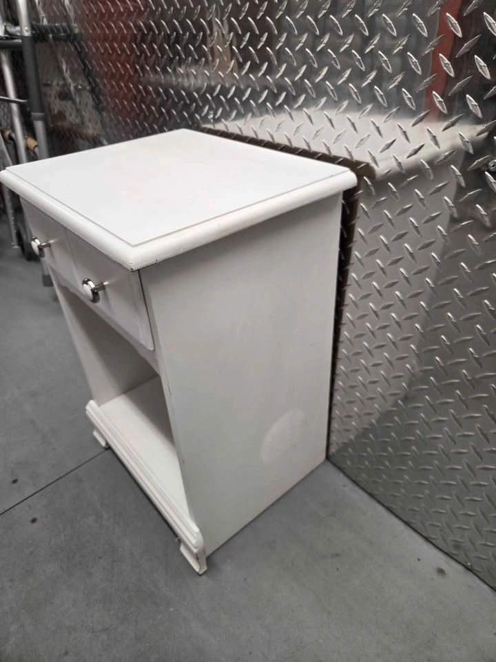 White Nightstand w 2 Drawers & Open Shelf - photo 3