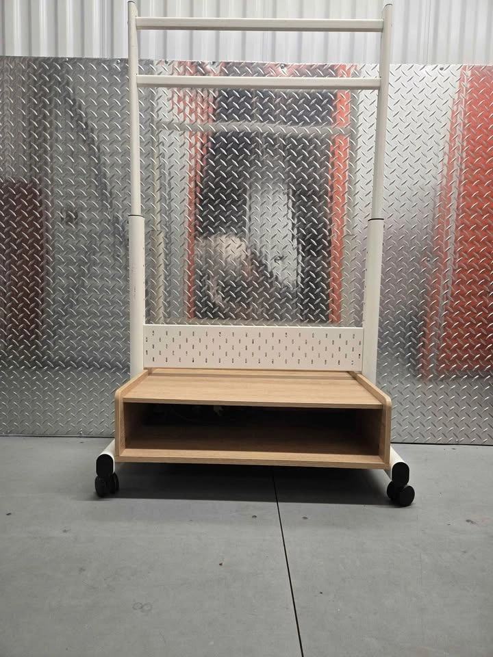 Adjustable Rolling Clothes Rack w/ Wood Shelf - photo 5
