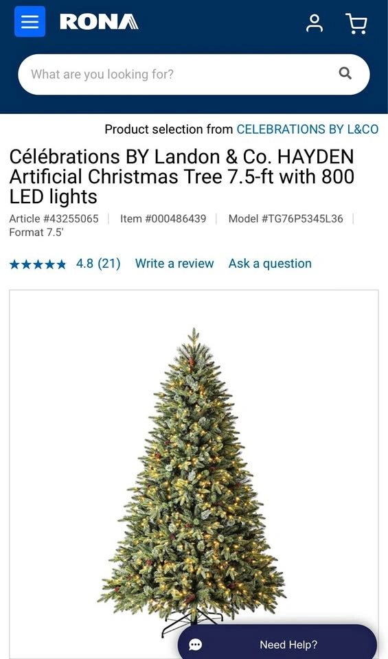 7.5ft Artificial Christmas Tree with 800 LED lights