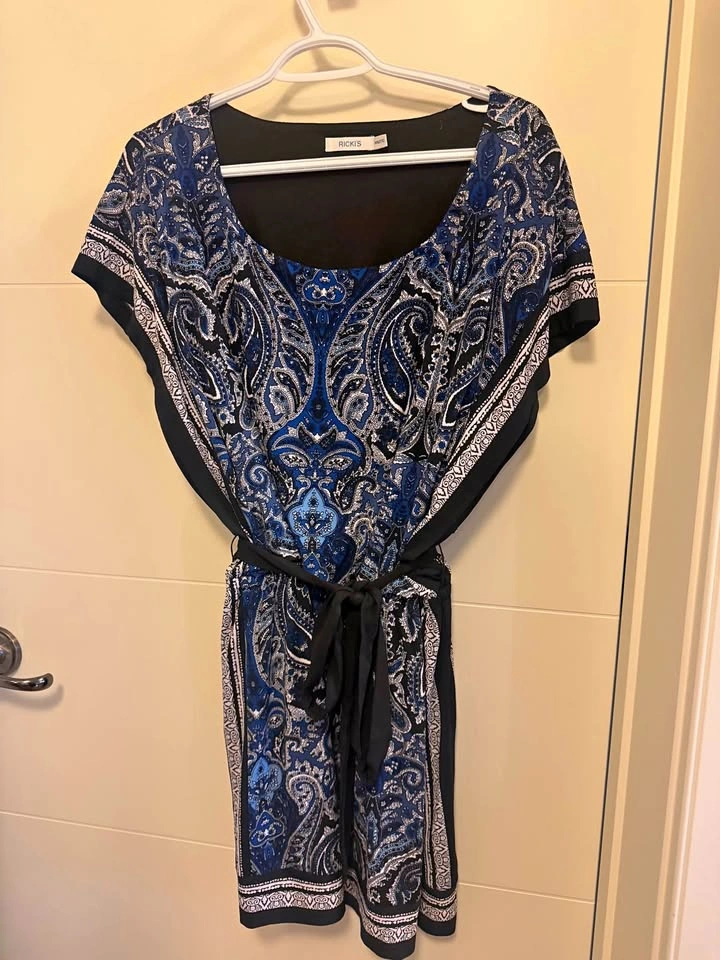 Ricki's Women's Dress Black and Blue Paisley Print XXL