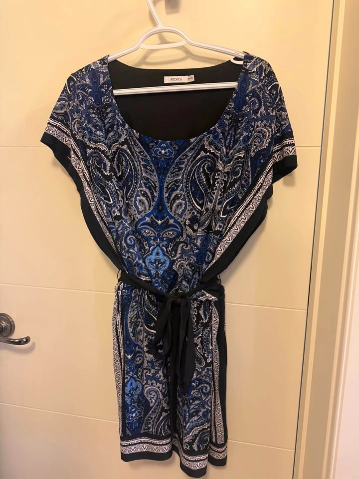 Ricki's Women's Dress Black and Blue Paisley Print XXL - photo 2